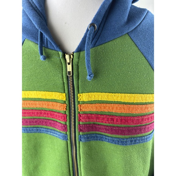 *Rare* Aviator Nation 5 Stripe Hoodie Full Zip Colorblock Jacket Green Blue XXL - Picture 14 of 15